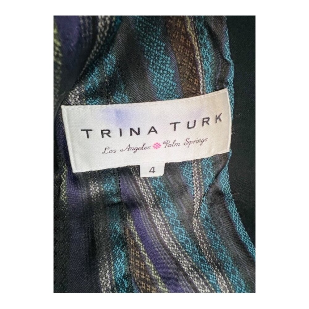 SALE❗️Trina Turk Womens Black 3/4 Sleeve Vintage Blazer Jacket SX 4 Made in USA - Picture 8 of 12